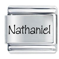 Nathaniel Etched name Italian Charm