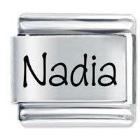 Nadia Etched name Italian Charm