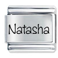 Natasha Etched name Italian Charm