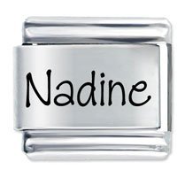 Nadine Etched name Italian Charm