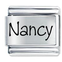 Nancy Etched name Italian Charm