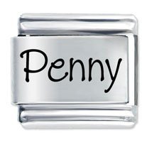 Penny Etched name Italian Charm