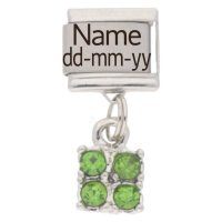 Personalised AUGUST Birthstone Dangle Name & Date Charm