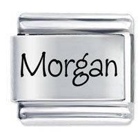 Morgan Etched name Italian Charm