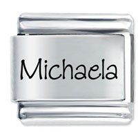 Michaela Etched Name Italian Charm