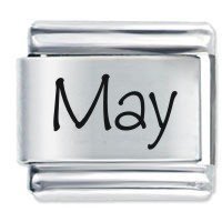 May Etched Name Italian Charm