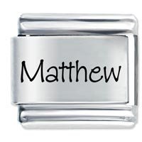 Matthew Etched Name Italian Charm