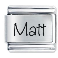 Matt Etched Name Italian Charm