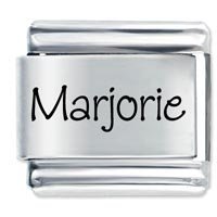 Marjorie Etched Name Italian Charm