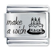 Make a Wish Birthday Etched Italian Charm