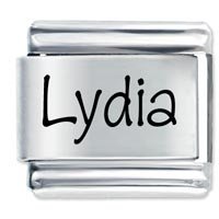 Lydia Etched Name Italian Charm