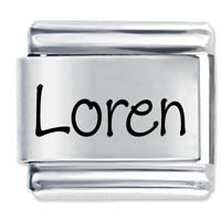 Loren Etched Name Italian Charm