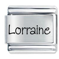 Lorraine Etched Name Italian Charm