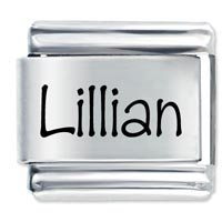 Lillian Etched Name Italian Charm