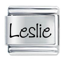 Leslie Etched Name Italian Charm