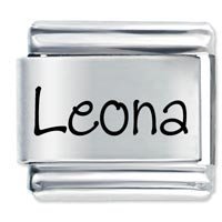 Leona Etched Name Italian Charm