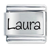 Laura Etched Name Italian Charm