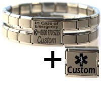 Large Custom Made ICE Medical ID Alert Bracelet