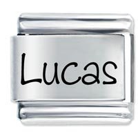 Lucas Etched Name Italian Charm