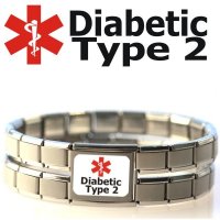 Large Colour Diabetic Type 2 Medical ID Alert Bracelet