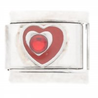 La Cima Stainless Steel Red Heart & Crystal