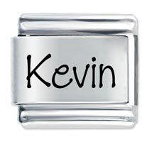 Kevin Etched Name Italian Charm