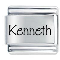Kenneth Etched Name Italian Charm