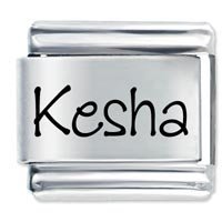Kesha Etched Name Italian Charm