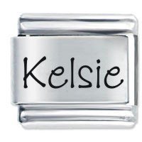 Kelsie Etched Name Italian Charm