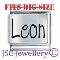 Leon Etched Name Charm - Fits BIG size 13mm