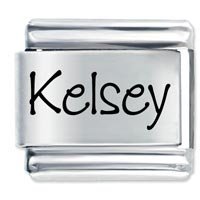 Kelsey Etched Name Italian Charm