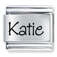 Katie Etched Name Italian Charm