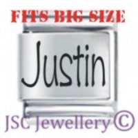 Justin Etched Name Charm - Fits BIG size 13mm