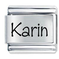 Karin Etched Name Italian Charm