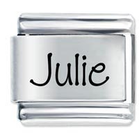 Julie Etched Name Italian Charm