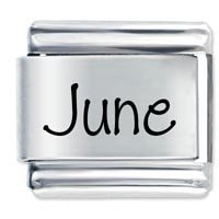 June Etched Name Italian Charm