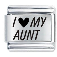 I Love (Heart) My Aunt ETCHED Italian Charm