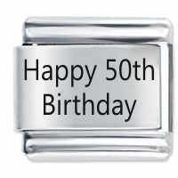 Happy 50th Birthday Etched Italian Charm