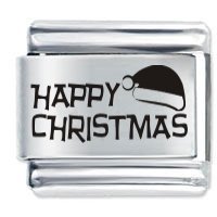 Happy Christmas Hat ETCHED Italian Charm