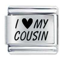 I Love (Heart) My Cousin ETCHED Italian Charm
