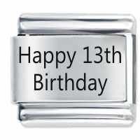 Happy 13th Birthday Etched Italian Charm