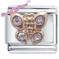 Gold Butterfly with Crystals Italian Charm
