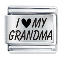 I Love (Heart) My Grandma ETCHED Italian Charm