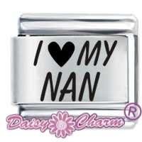 I Love (Heart) My Nan ETCHED Italian Charm