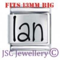 Ian Etched Name Charm - Fits BIG size 13mm