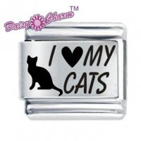 I Love (Heart) My Cats Etched Italian Charm