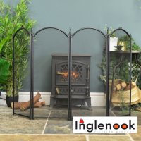 Inglenook All Black 4 Panel Firescreen