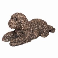 Labradoodle Laying Dog Cold Cast Bronze Ornament - Teddy - Frith Sculpture AT047