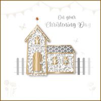 Christening Card - Church - Paper Cut - Talking Pictures