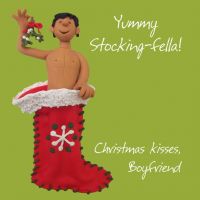 Christmas Card - Boyfriend Yummy Stocking-fella - Funny Humour One Lump Or Two